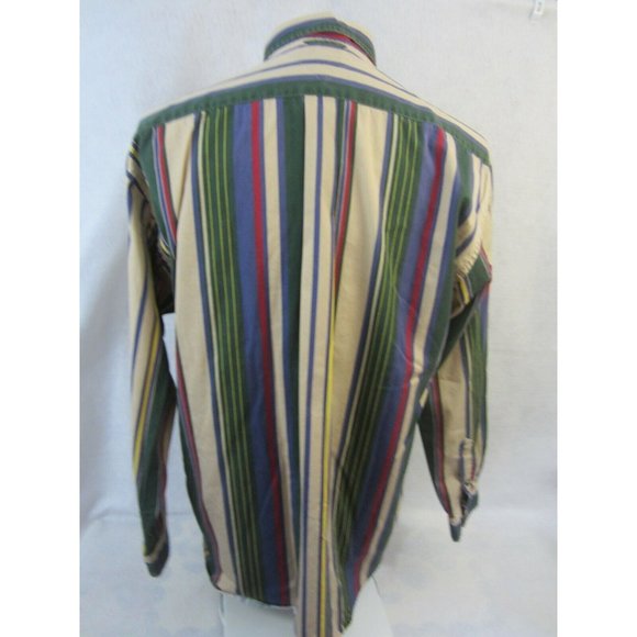 TOMMY HILFIGER Men shirt long sleeve vintage 1990s pit to pit 26 L slim striped - Picture 7 of 12